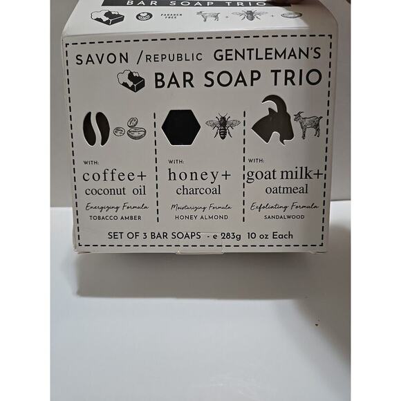 SAVON/Republic Gentleman’s Bar Soap Trio 10oz Goat Milk Coconut Oil Paraben Free - Picture 2 of 9